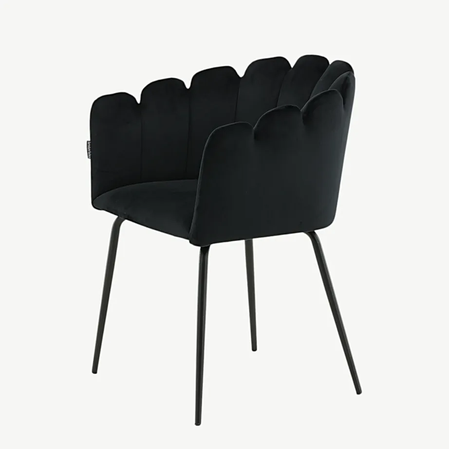 Limhamni must sametkattega söögitool mustade metalljalgadega, 15001-888 – 6