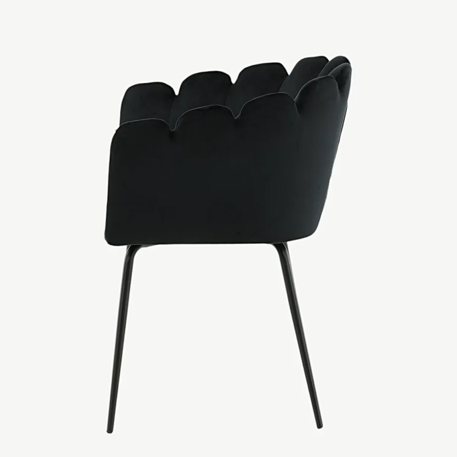 Limhamni must sametkattega söögitool mustade metalljalgadega, 15001-888 – 7