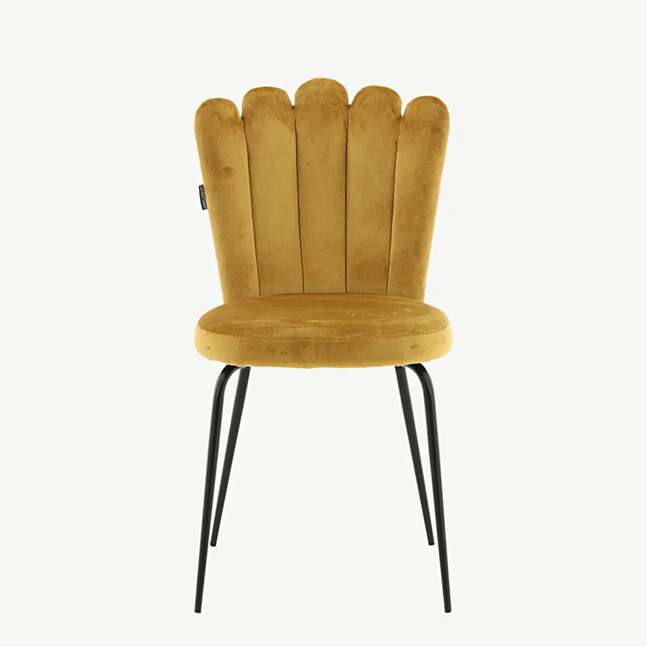 Limhamni kollasest sametist söögitool mustade metalljalgadega, 15002-881 – 4