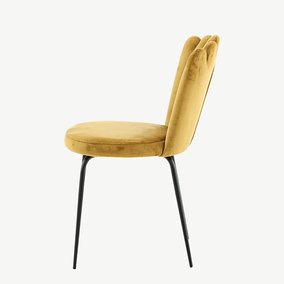 Limhamni kollasest sametist söögitool mustade metalljalgadega, 15002-881 – 7