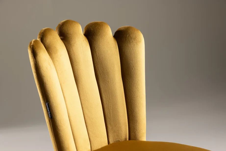 Limhamni kollasest sametist söögitool mustade metalljalgadega, 15002-881 – 9