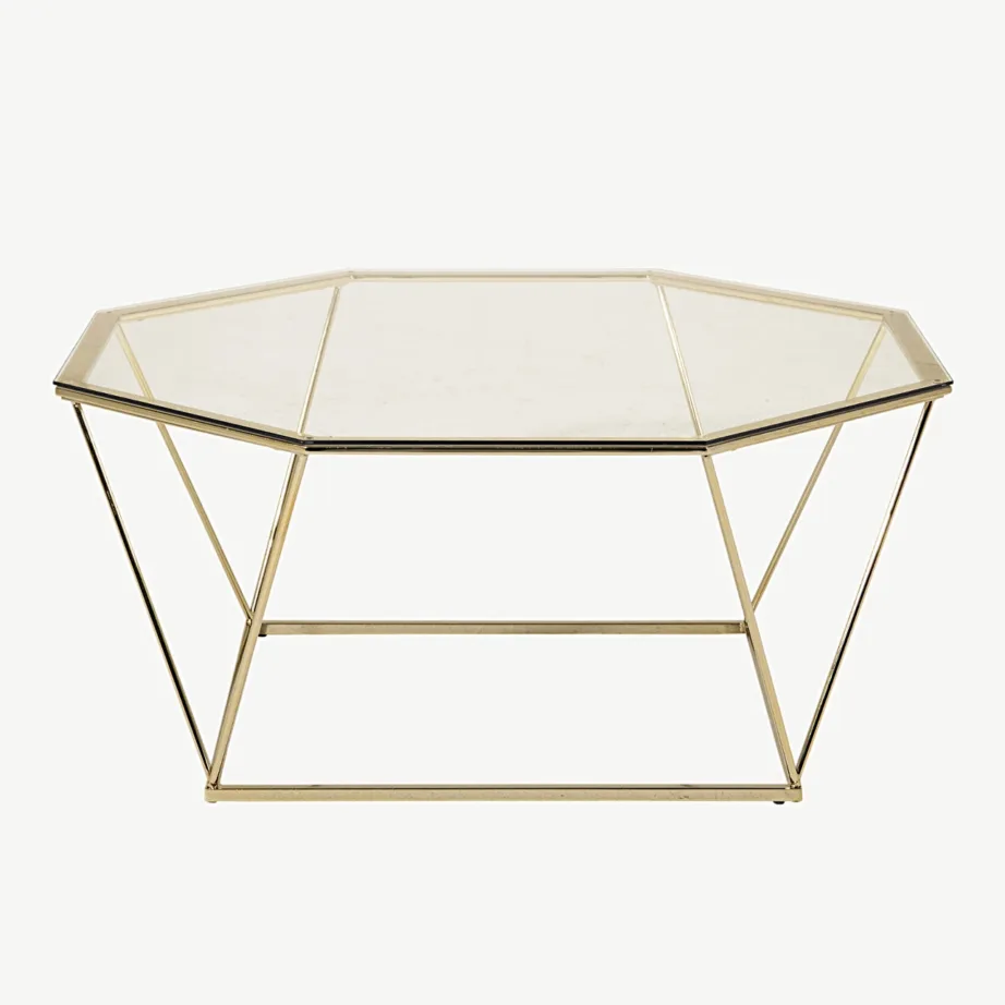 Kaheksanurkne klaasist diivanilaud Österlen kuldse terasraamiga, 100 cm, 15003-189 – 2