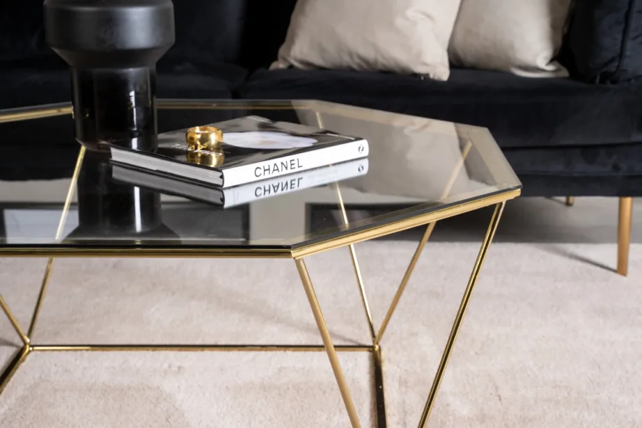 Kaheksanurkne klaasist diivanilaud Österlen kuldse terasraamiga, 100 cm, 15003-189 – 7