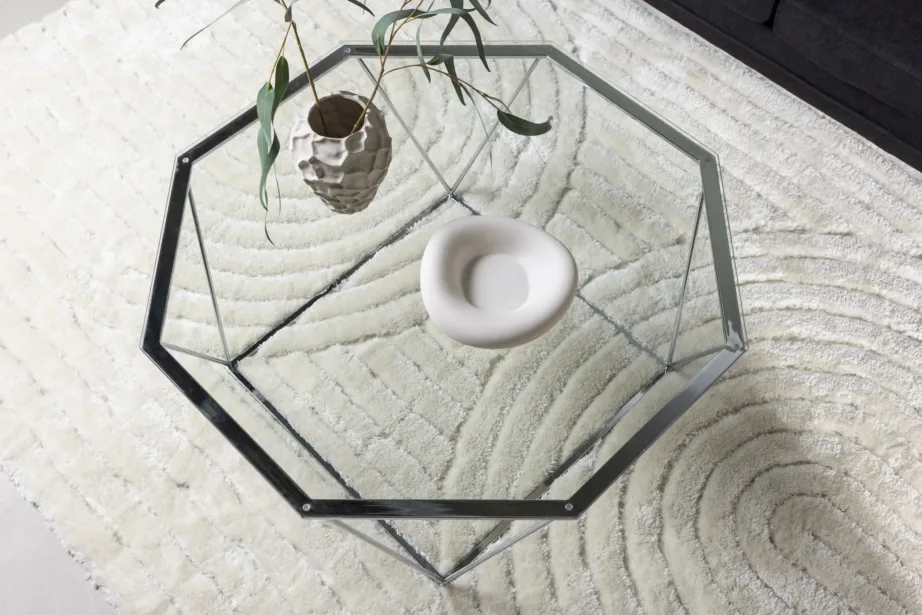 Kaheksanurkse klaasplaadiga diivanilaud Österlen hõbedase terasraamiga, ø100 cm, 15003-331 – 11