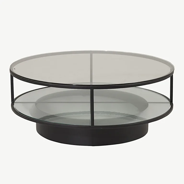 Ümmargune klaasist diivanilaud Falsterbo, must teras, ø100 cm - 15004-180