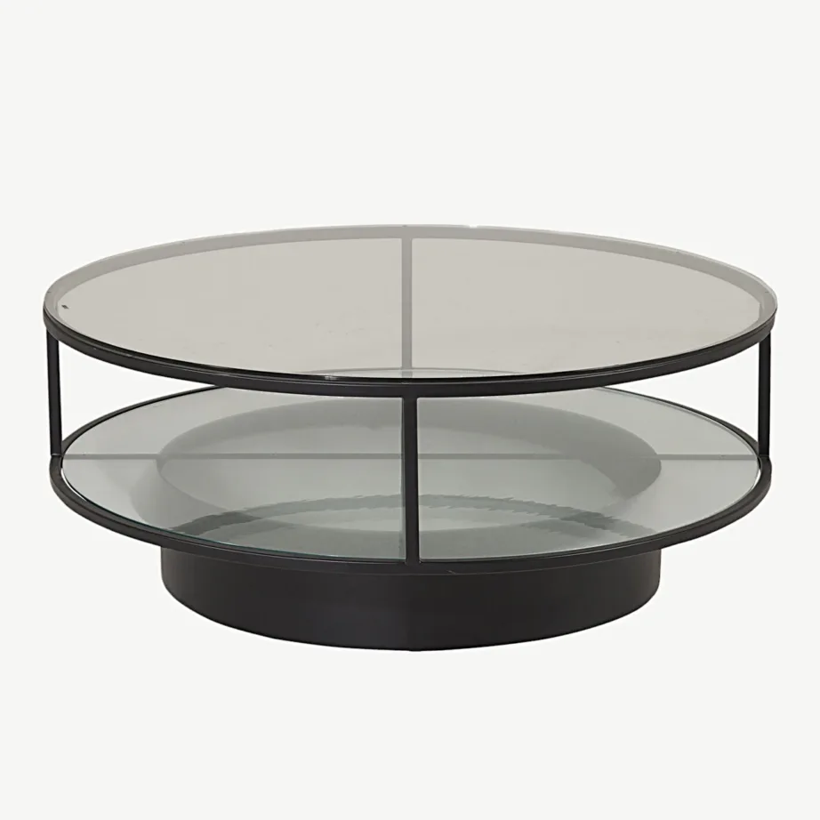 Ümmargune klaasist diivanilaud Falsterbo, must teras, ø100 cm, 15004-180 – 2