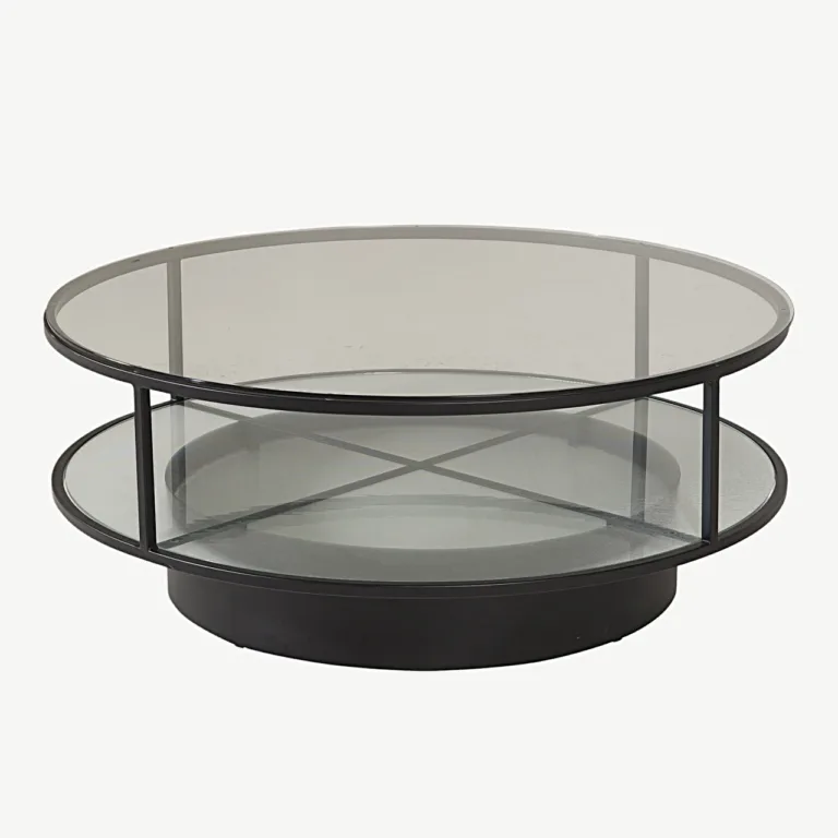 Ümmargune klaasist diivanilaud Falsterbo, must teras, ø100 cm - 15004-180