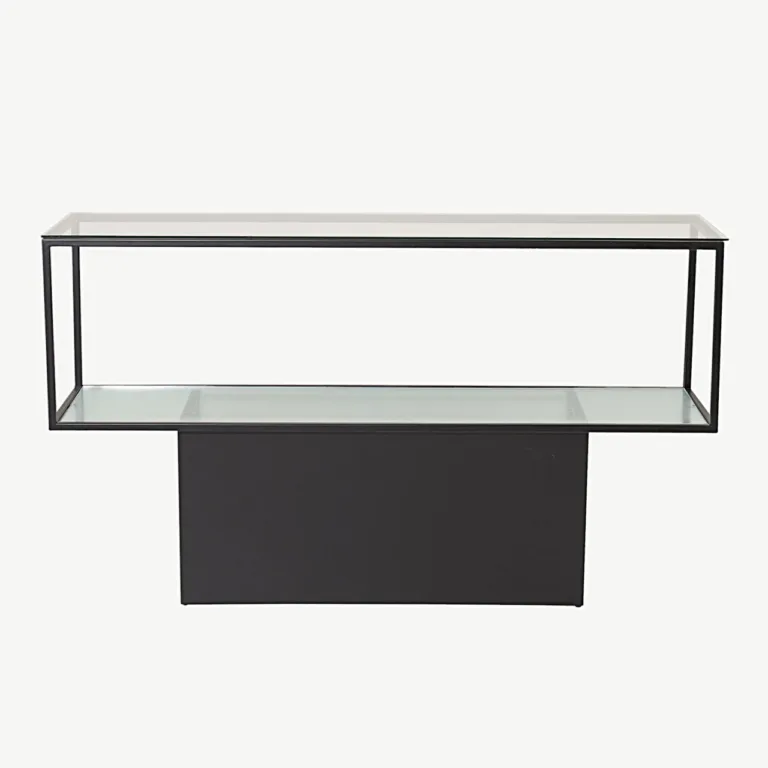 Maglehem klaasist diivanilaud musta terasraamiga (130 × 35 cm) - 15005-188