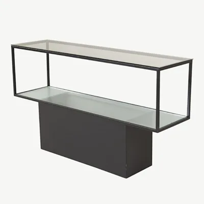 Maglehem klaasist diivanilaud musta terasraamiga (130 × 35 cm) - 15005-188