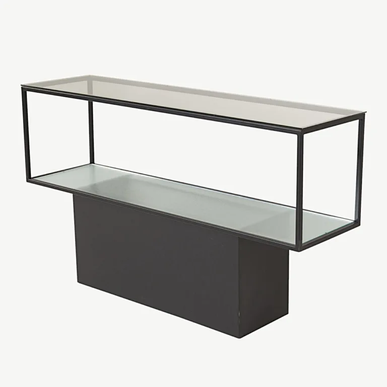 Maglehem klaasist diivanilaud musta terasraamiga (130 × 35 cm) - 15005-188