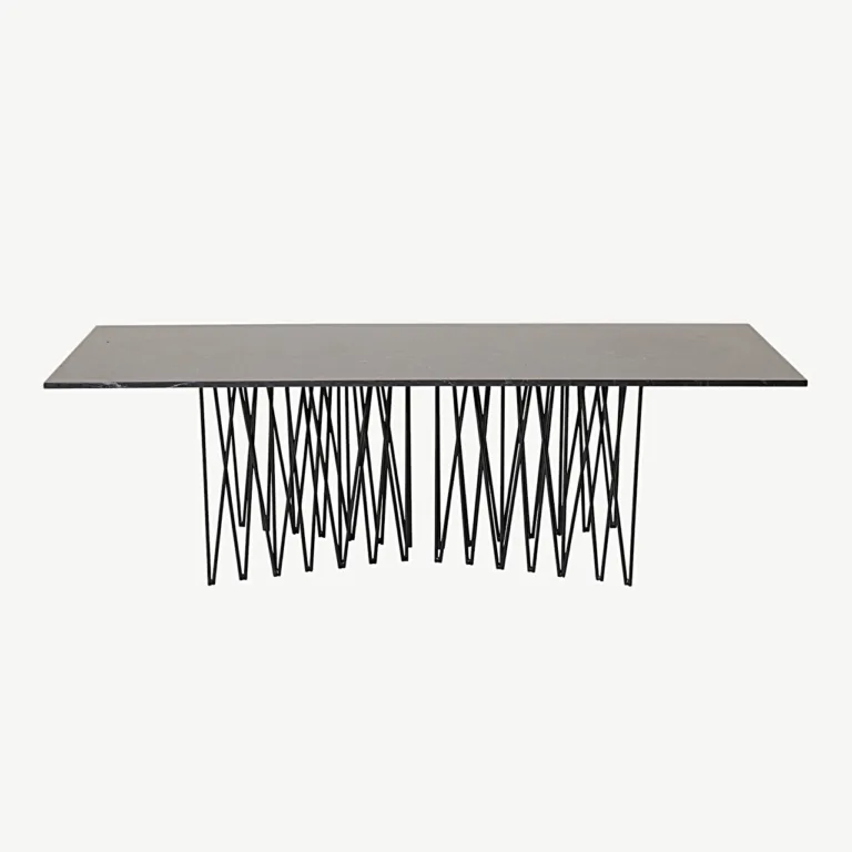 Stone diivanilaud musta kivimustriga fiibertsemendi plaadiga ja metalljalgadel - 15006-588
