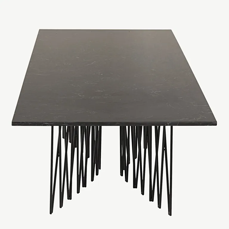 Stone diivanilaud musta kivimustriga fiibertsemendi plaadiga ja metalljalgadel - 15006-588