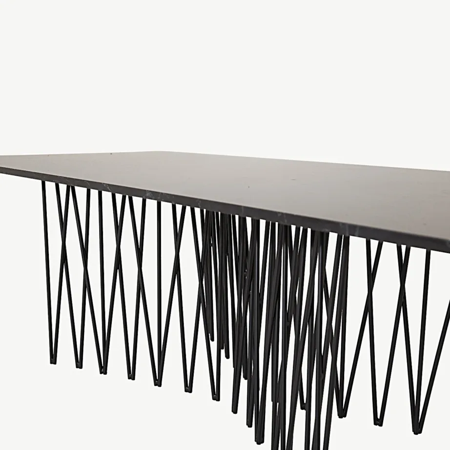 Stone diivanilaud musta kivimustriga fiibertsemendi plaadiga ja metalljalgadel, 15006-588 – 5