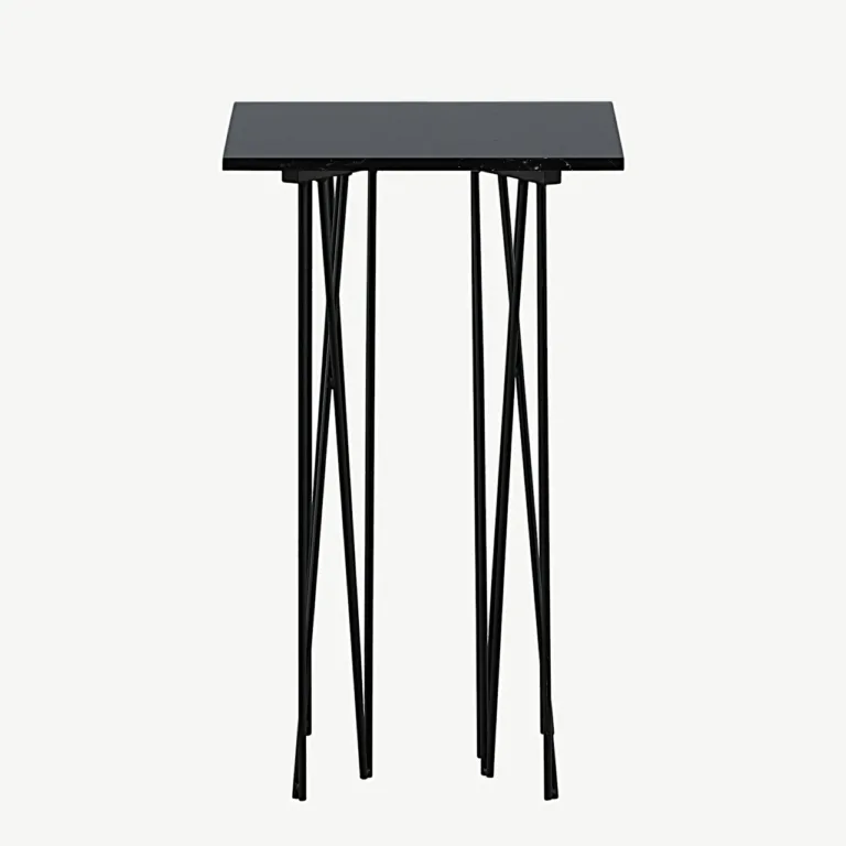 Mustast kiudtsemendist abilaud Stone sarjast, terasraam (40 × 40 cm) - 15007-588
