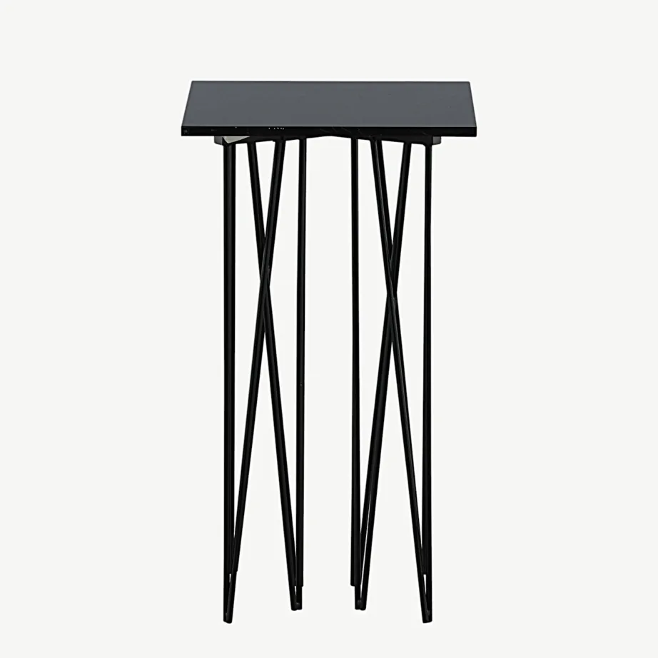 Mustast kiudtsemendist abilaud Stone sarjast, terasraam (40 × 40 cm), 15007-588 – 3