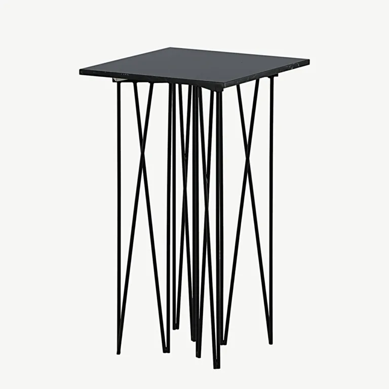Mustast kiudtsemendist abilaud Stone sarjast, terasraam (40 × 40 cm) - 15007-588
