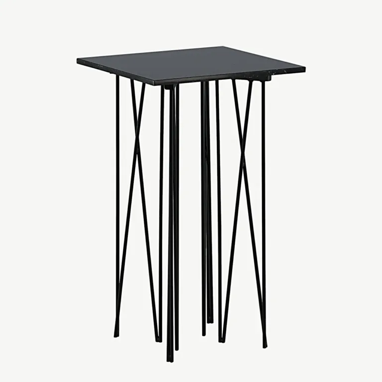 Mustast kiudtsemendist abilaud Stone sarjast, terasraam (40 × 40 cm) - 15007-588
