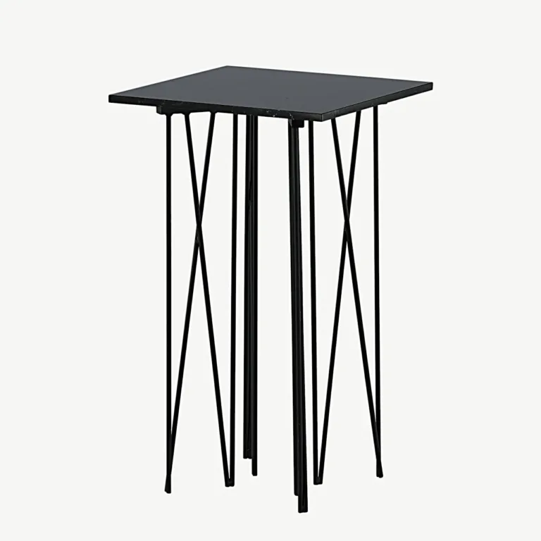 Mustast kiudtsemendist abilaud Stone sarjast, terasraam (40 × 40 cm) - 15007-588