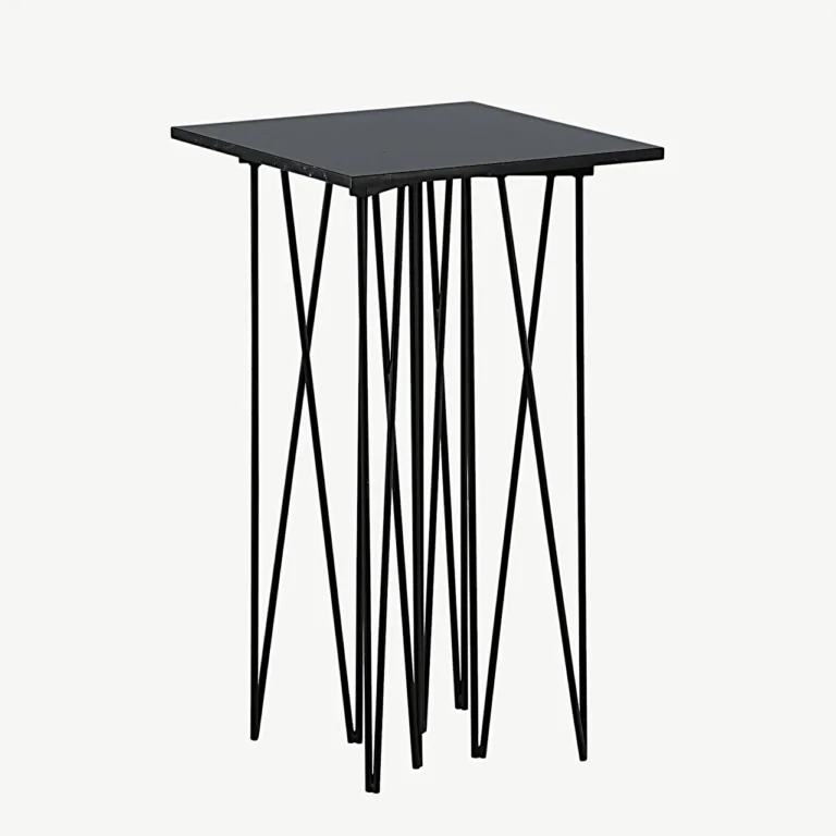 Mustast kiudtsemendist abilaud Stone sarjast, terasraam (40 × 40 cm) - 15007-588