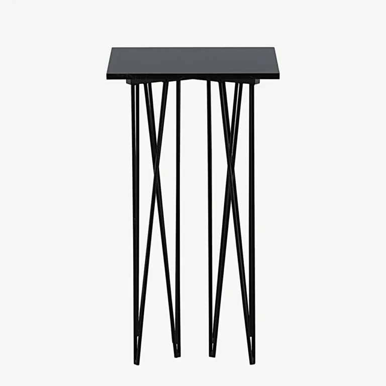 Mustast kiudtsemendist abilaud Stone sarjast, terasraam (40 × 40 cm) - 15007-588