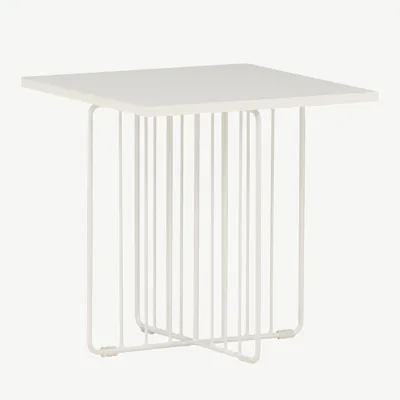 Valge metallraamiga diivanilaud Dayton, ruudukujuline MDF (40 × 40 cm) - 15009-011
