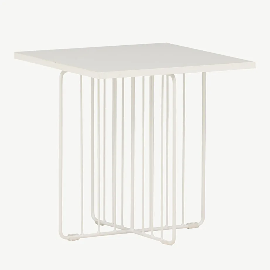 Valge metallraamiga diivanilaud Dayton, ruudukujuline MDF (40 × 40 cm), 15009-011
