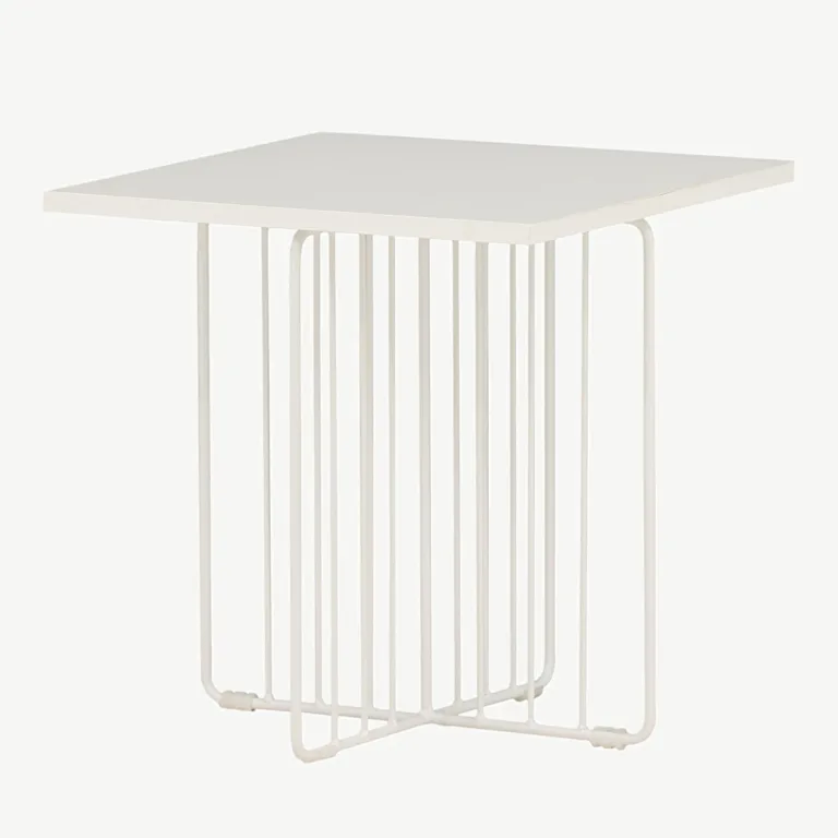 Valge metallraamiga diivanilaud Dayton, ruudukujuline MDF (40 × 40 cm) - 15009-011