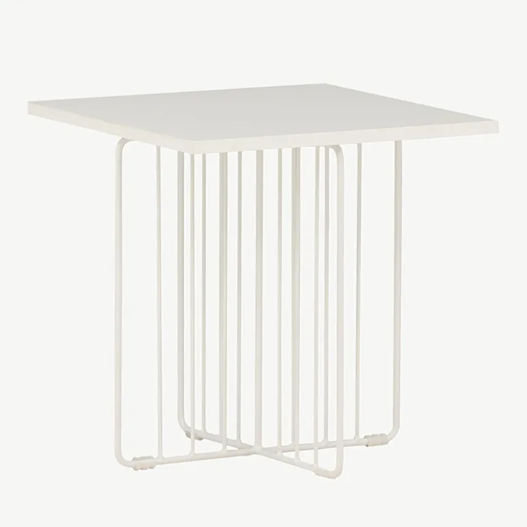 Valge metallraamiga diivanilaud Dayton, ruudukujuline MDF (40 × 40 cm) - 15009-011