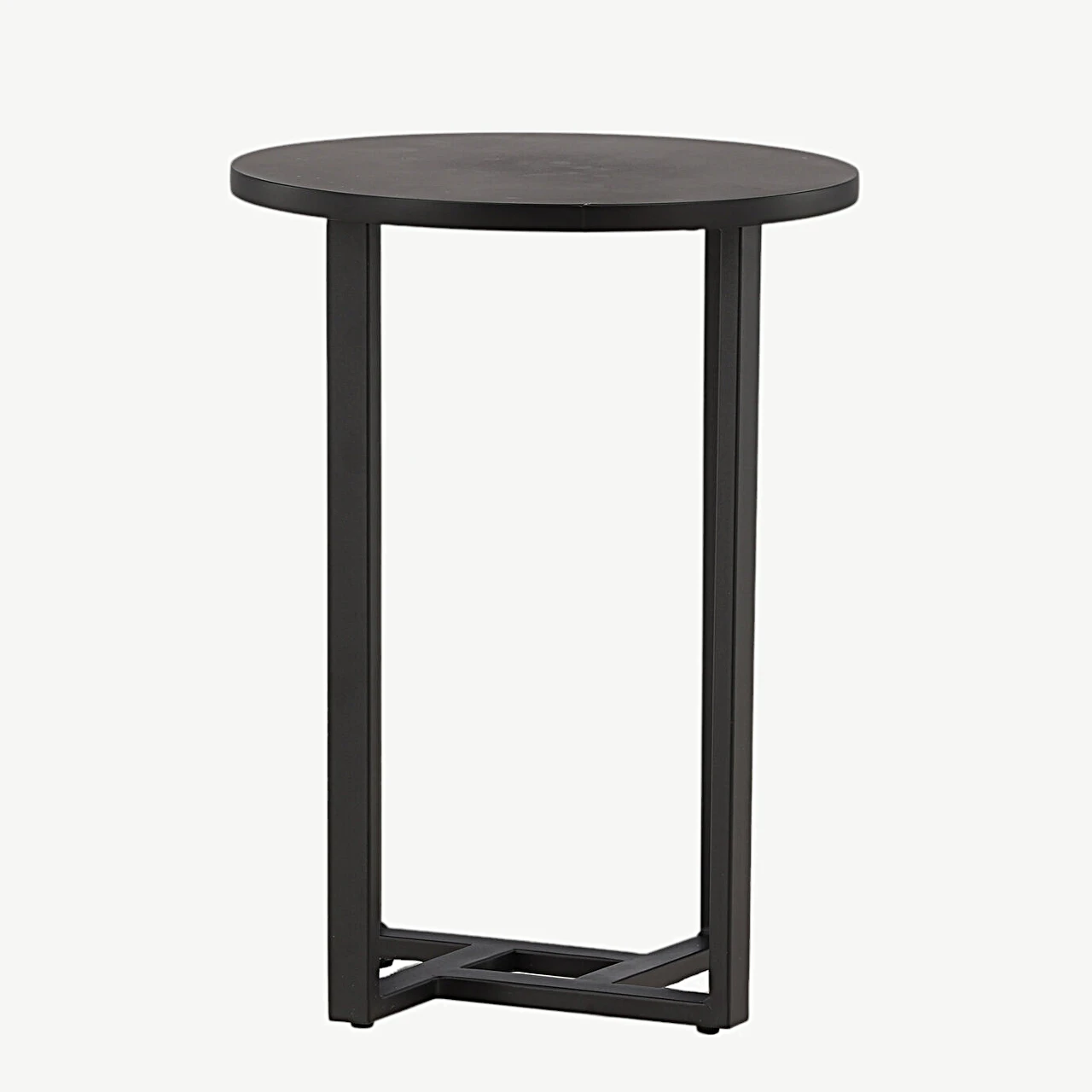 Lawton ümmargune must diivanilaud, MDF ja metallraam, ø40 cm - 15009-020