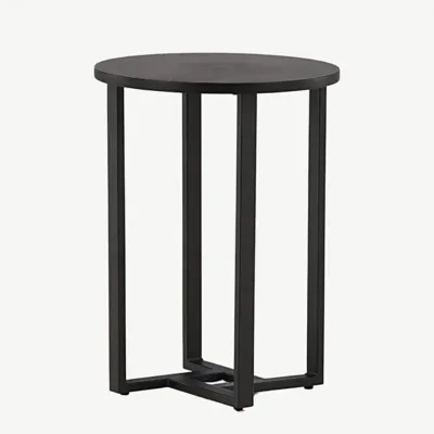 Lawton ümmargune must diivanilaud, MDF ja metallraam, ø40 cm - 15009-020