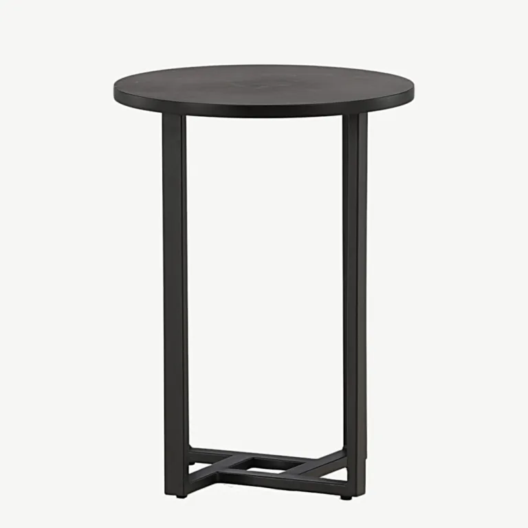 Lawton ümmargune must diivanilaud, MDF ja metallraam, ø40 cm - 15009-020