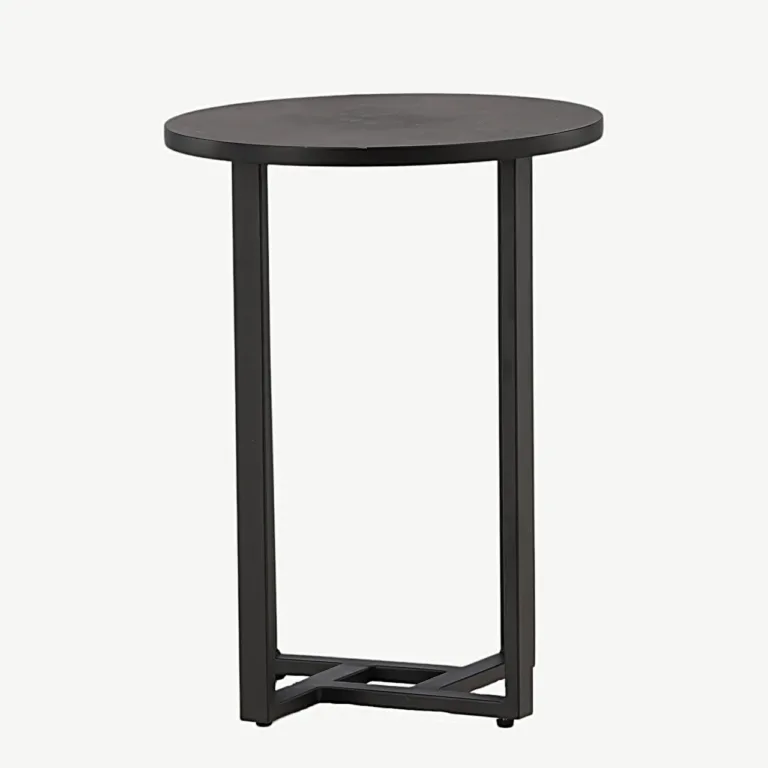 Lawton ümmargune must diivanilaud, MDF ja metallraam, ø40 cm - 15009-020