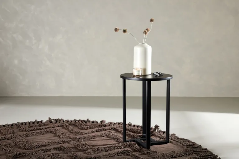 Lawton ümmargune must diivanilaud, MDF ja metallraam, ø40 cm - 15009-020