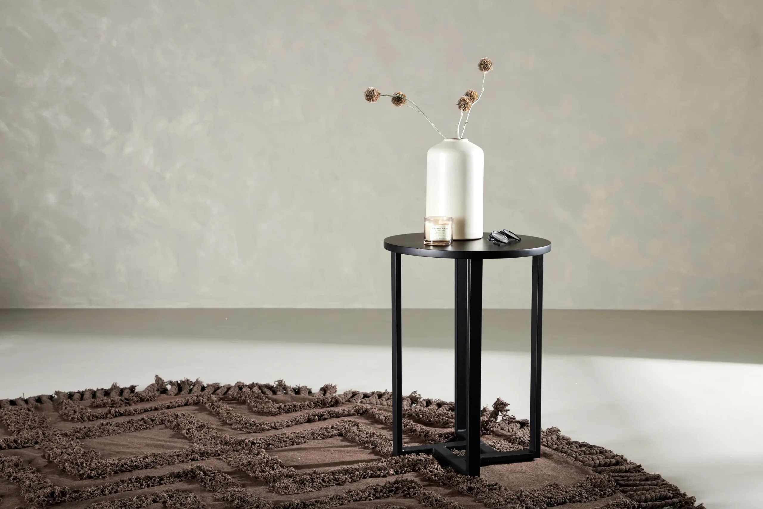Lawton ümmargune must diivanilaud, MDF ja metallraam, ø40 cm - 15009-020