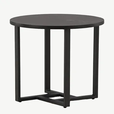 Ümmargune must diivanilaud Lawton (MDF, teras, Ø50 cm) - 15009-021