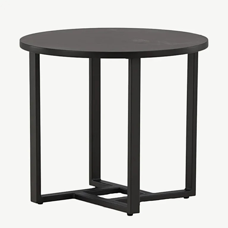 Ümmargune must diivanilaud Lawton (MDF, teras, Ø50 cm) - 15009-021