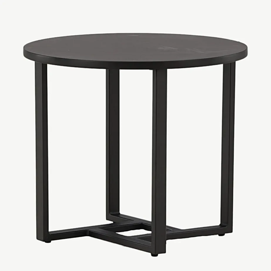 Ümmargune must diivanilaud Lawton (MDF, teras, Ø50 cm), 15009-021