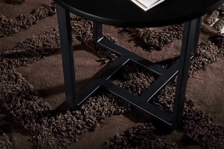 Ümmargune must diivanilaud Lawton (MDF, teras, Ø50 cm), 15009-021 – 9