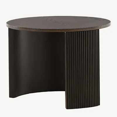 Mokkatooniga ümmarguse lauaplaadiga diivanilaud Bristol (Ø60 cm, saarepuit, MDF) - 15009-040
