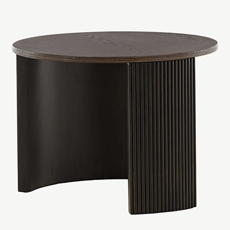 Mokkatooniga ümmarguse lauaplaadiga diivanilaud Bristol (Ø60 cm, saarepuit, MDF) - 15009-040
