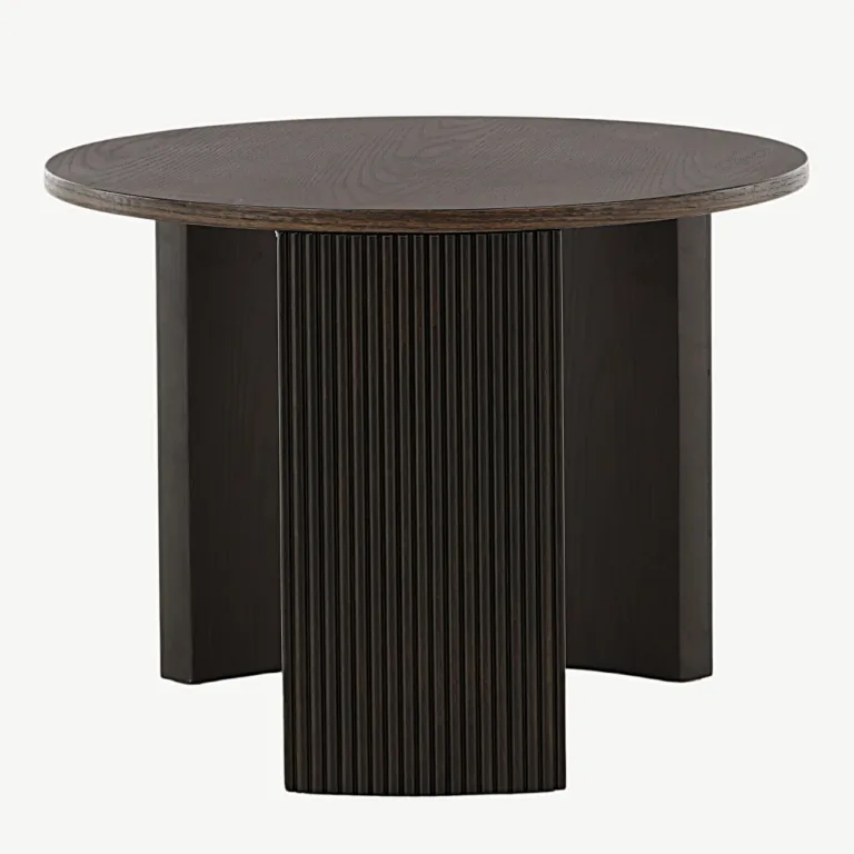 Mokkatooniga ümmarguse lauaplaadiga diivanilaud Bristol (Ø60 cm, saarepuit, MDF) - 15009-040