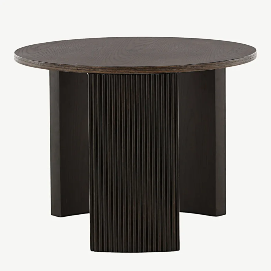 Mokkatooniga ümmarguse lauaplaadiga diivanilaud Bristol (Ø60 cm, saarepuit, MDF), 15009-040 – 2