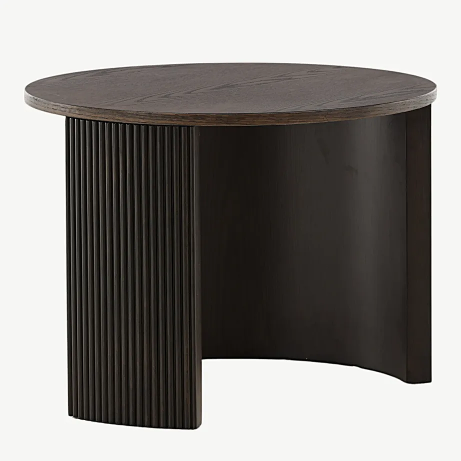 Mokkatooniga ümmarguse lauaplaadiga diivanilaud Bristol (Ø60 cm, saarepuit, MDF), 15009-040 – 3