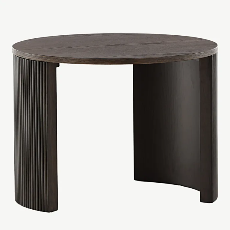 Mokkatooniga ümmarguse lauaplaadiga diivanilaud Bristol (Ø60 cm, saarepuit, MDF) - 15009-040