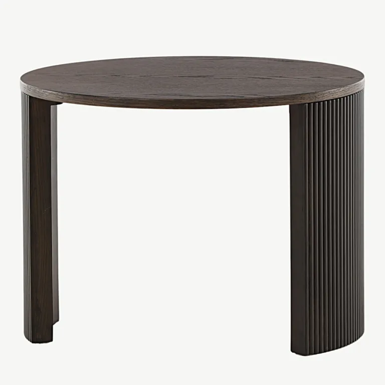 Mokkatooniga ümmarguse lauaplaadiga diivanilaud Bristol (Ø60 cm, saarepuit, MDF) - 15009-040