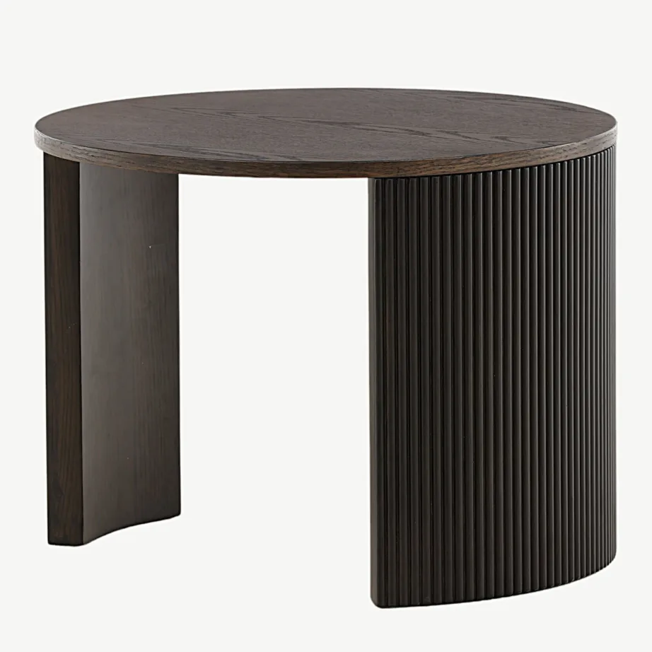 Mokkatooniga ümmarguse lauaplaadiga diivanilaud Bristol (Ø60 cm, saarepuit, MDF), 15009-040 – 6