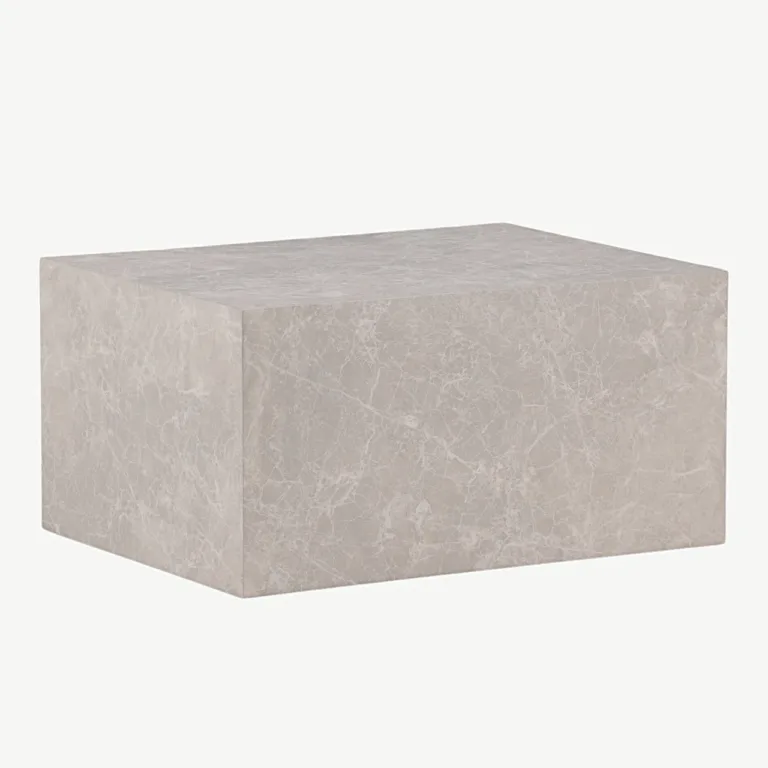 Beeži marmorimustriga madal diivanilaud York (MDF, 80 × 60 cm) - 15009-090