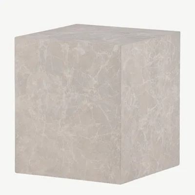 Beež marmorimustriga kõrge diivanilaud York, MDF, 40 x 40 x 45 cm - 15009-091