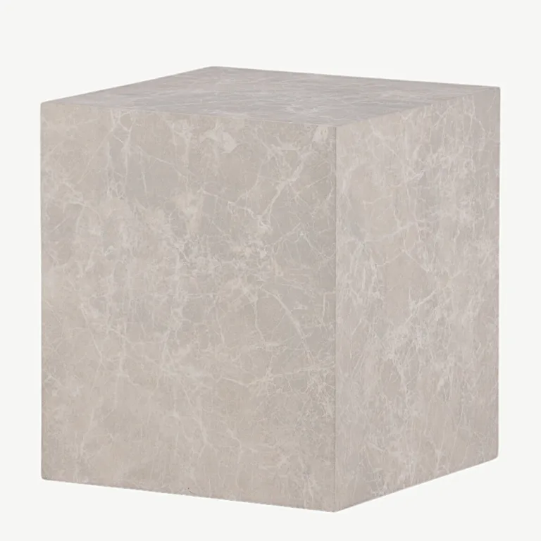 Beež marmorimustriga kõrge diivanilaud York, MDF, 40 x 40 x 45 cm - 15009-091