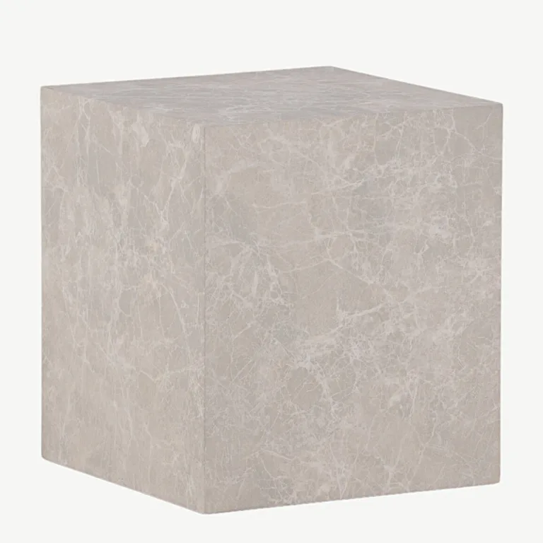 Beež marmorimustriga kõrge diivanilaud York, MDF, 40 x 40 x 45 cm - 15009-091